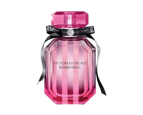 Profumo dalla fragranza intensa, Fruttato floreale, bottiglietta trasparente con strisce verticali rosa e fiocco di stoffa nero