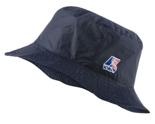 Cappello blu modello pescatore antipioggia, impermeabile ed impacchettabile con logo stampato