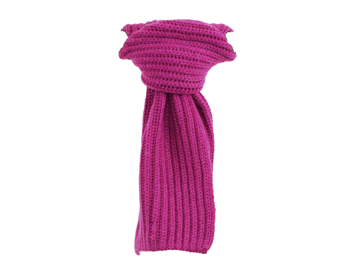 Sciarpa di colore fucsia con classica lavorazione a maglia, tinta unita