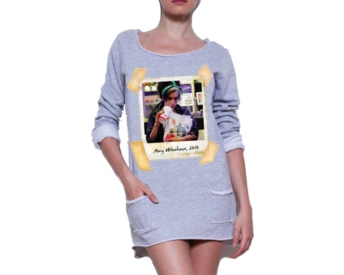 Maxi maglia donna grigia con stampa a foto