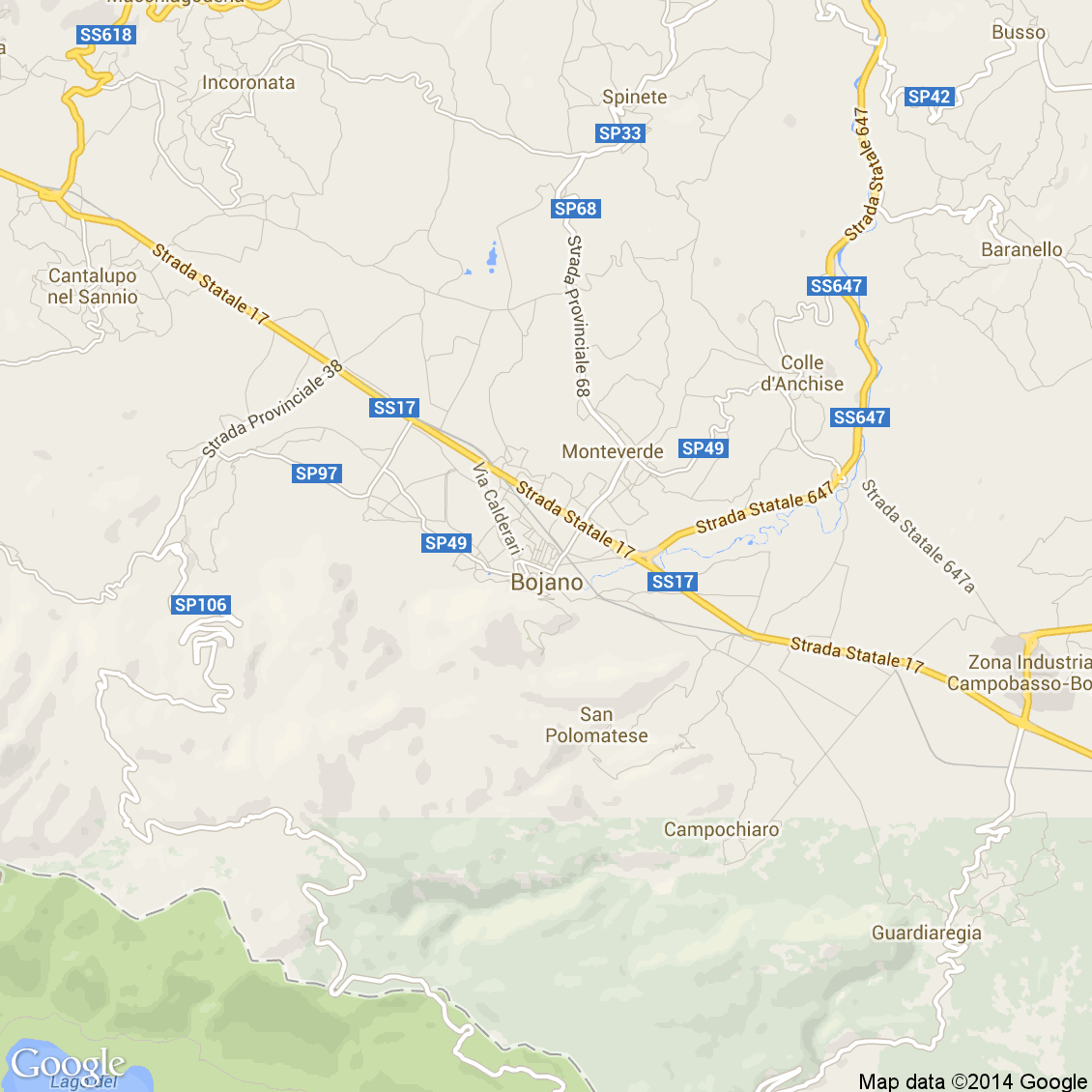 Foto dall'alto delle strade del comune di Bojano media e alta risoluzione