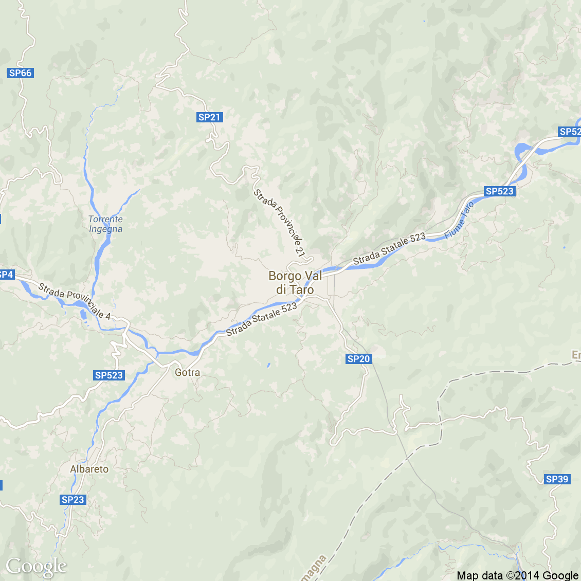 Foto aerea del Borgo Val di Taro vista roadmap