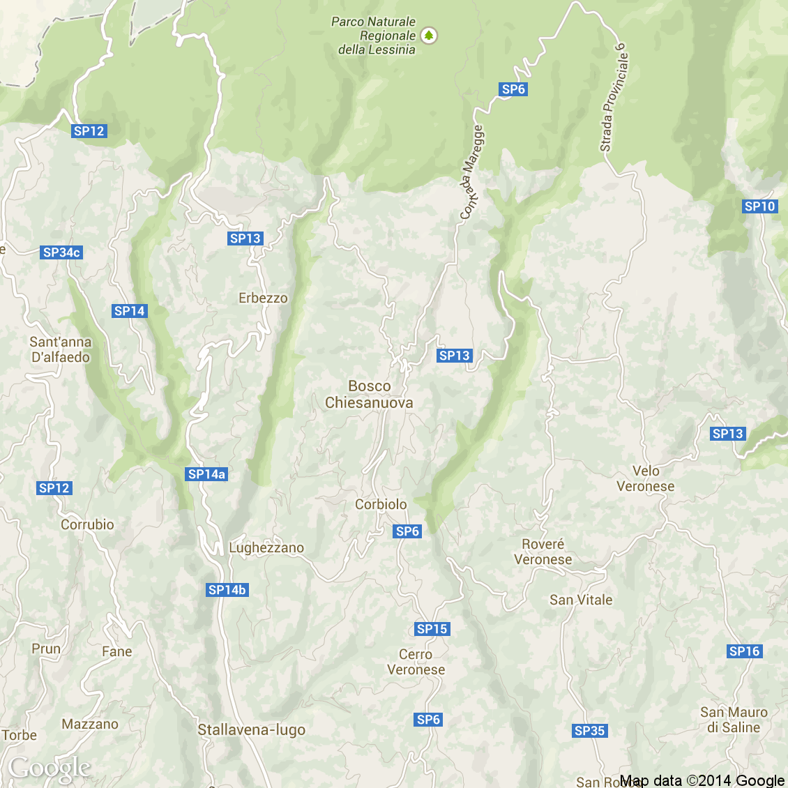 Foto aerea del Bosco Chiesanuova vista roadmap