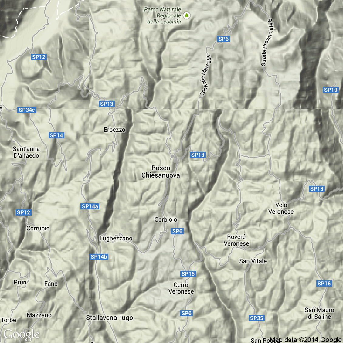 Foto aerea del Bosco Chiesanuova vista terrain
