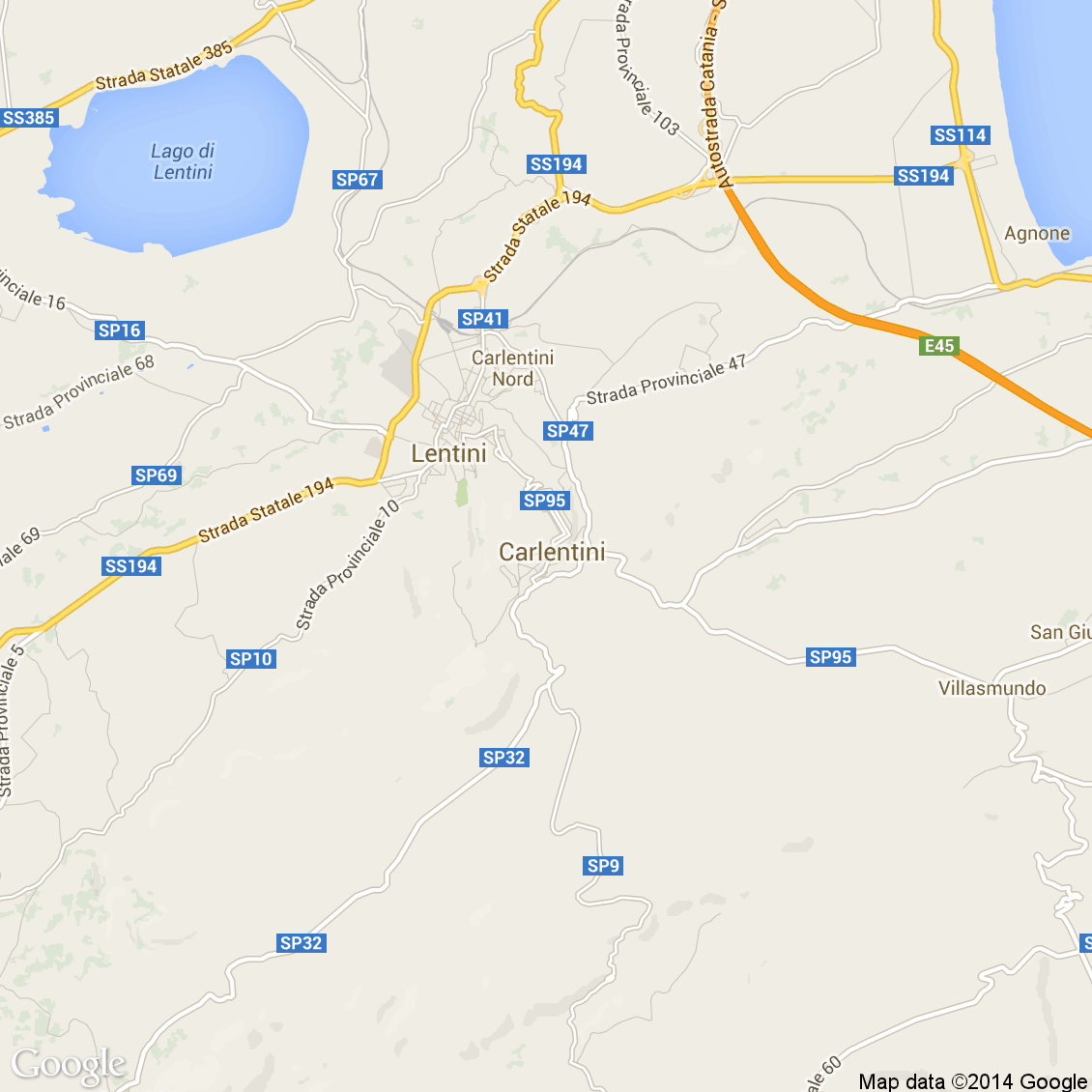 Foto aerea del Carlentini vista roadmap