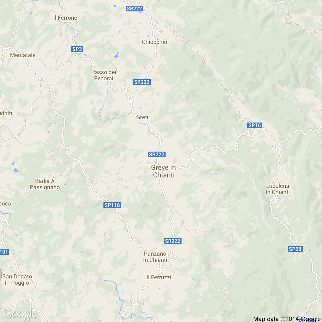 Foto aerea del Greve in Chianti vista roadmap