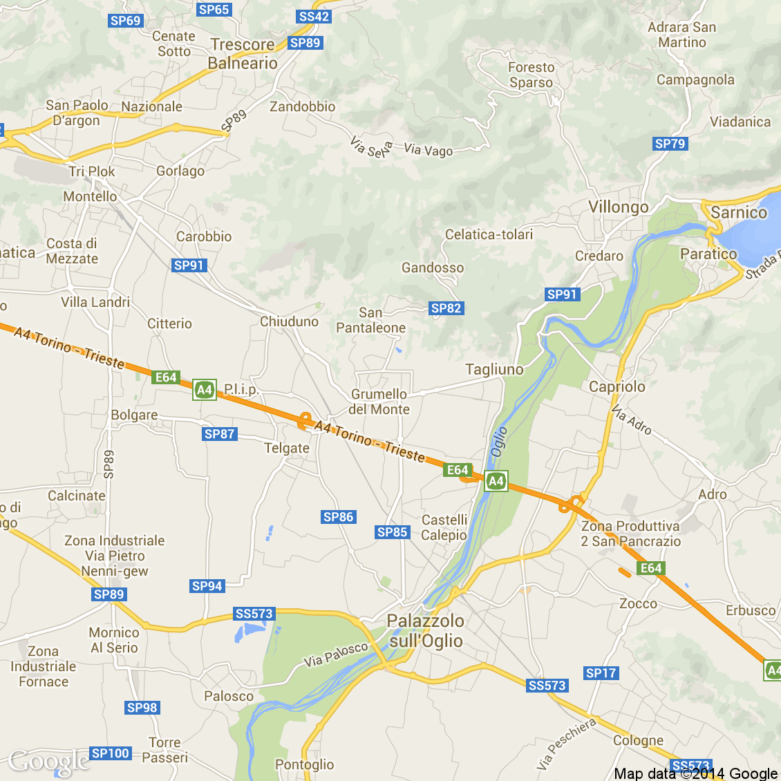 Foto dall'alto delle strade del comune di Grumello del Monte media e