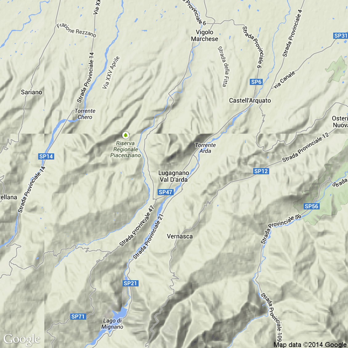 Foto aerea del Lugagnano Val d'Arda vista terrain