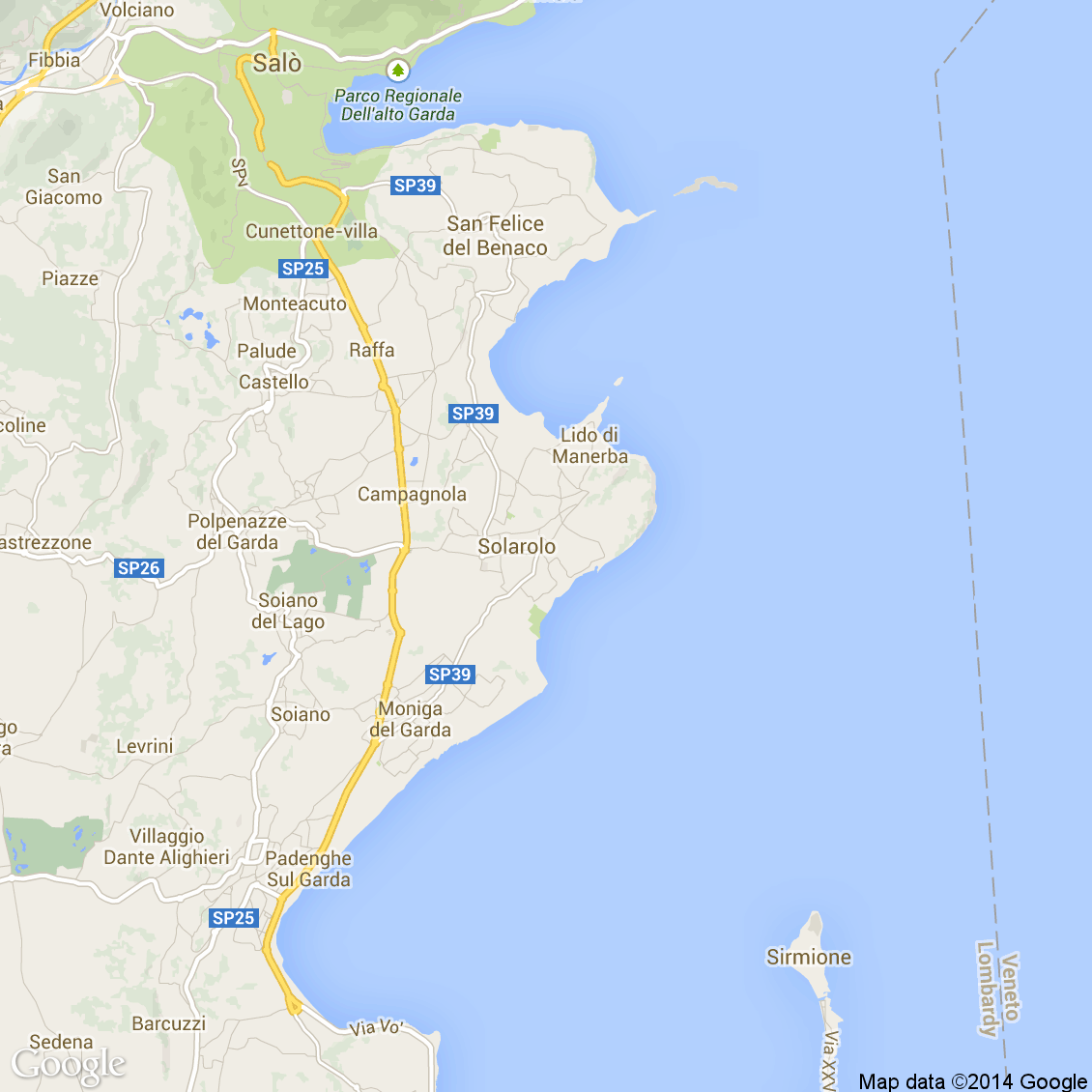 Foto dall'alto delle strade del comune di Manerba del Garda media e