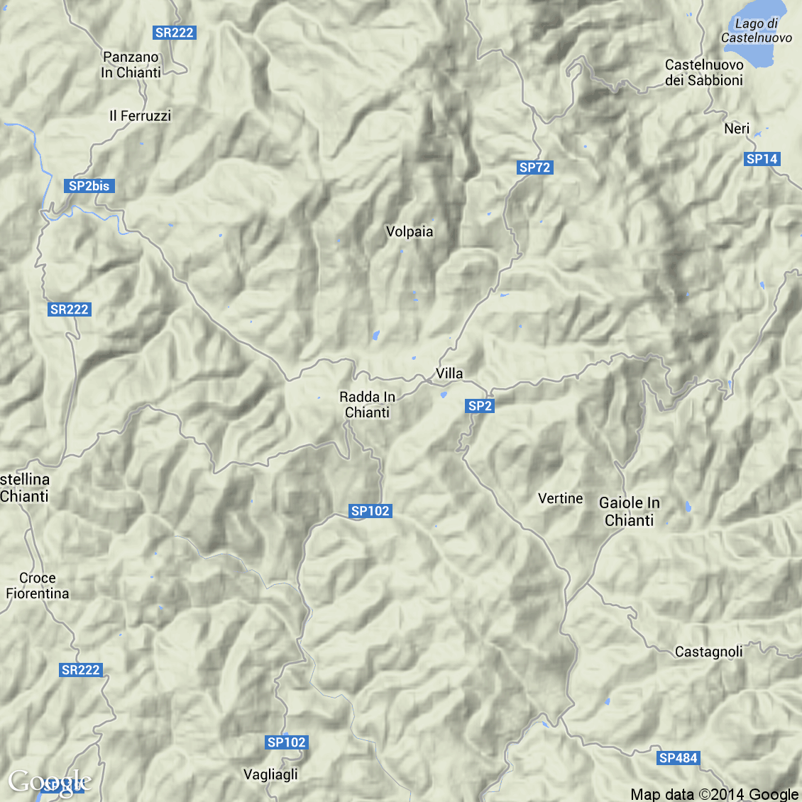 Foto aerea del Radda in Chianti vista terrain
