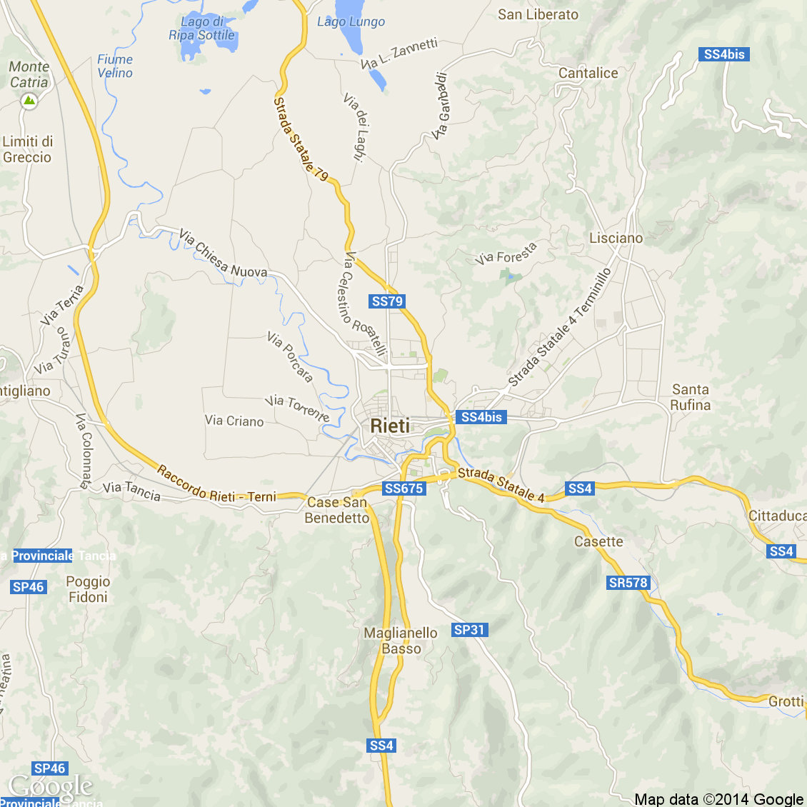 Foto aerea del Rieti vista roadmap