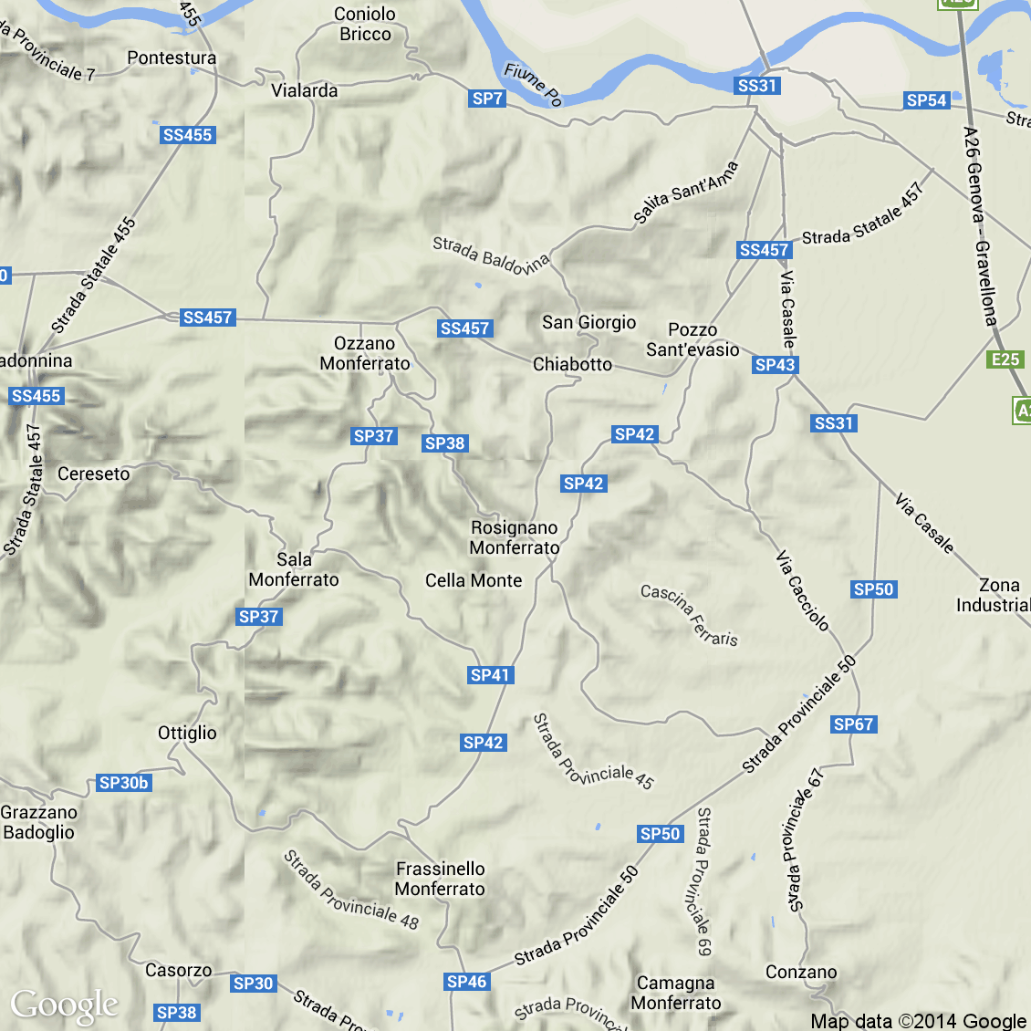 Foto aerea del Rosignano Monferrato vista terrain