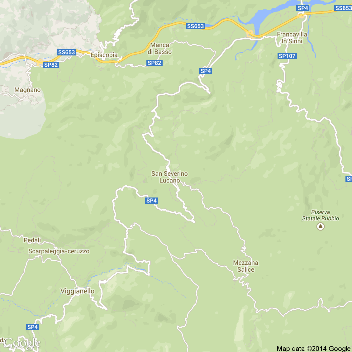 Foto aerea del San Severino Lucano vista roadmap
