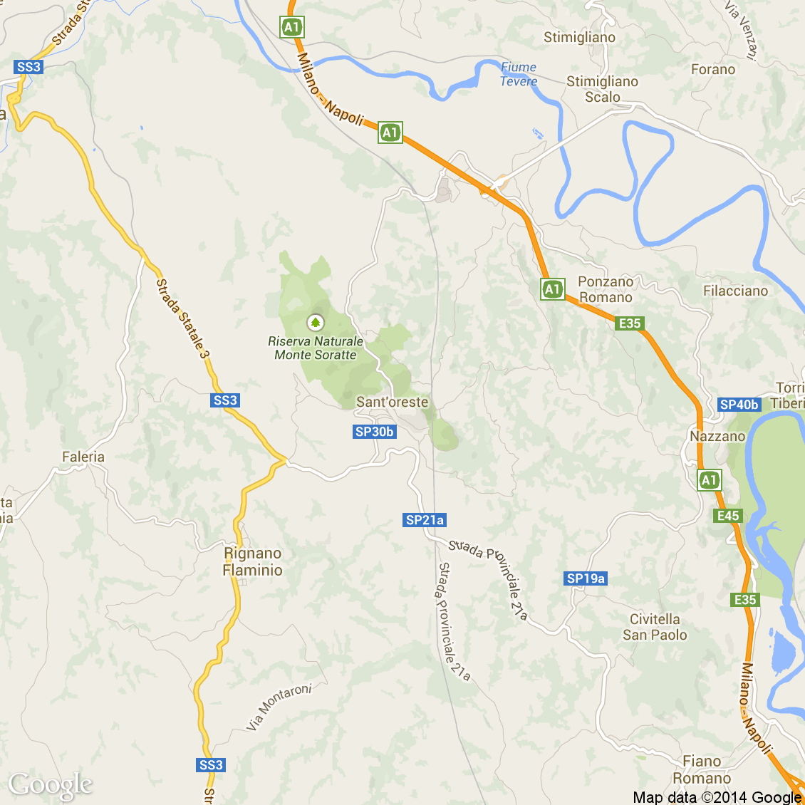 Foto aerea del Sant'Oreste vista roadmap