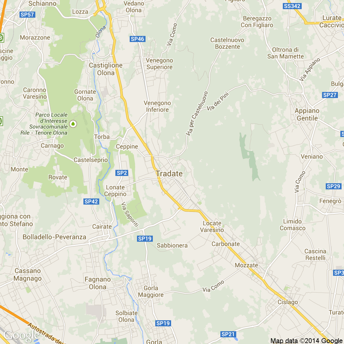 Foto dall'alto delle strade del comune di Tradate media e alta risoluzione