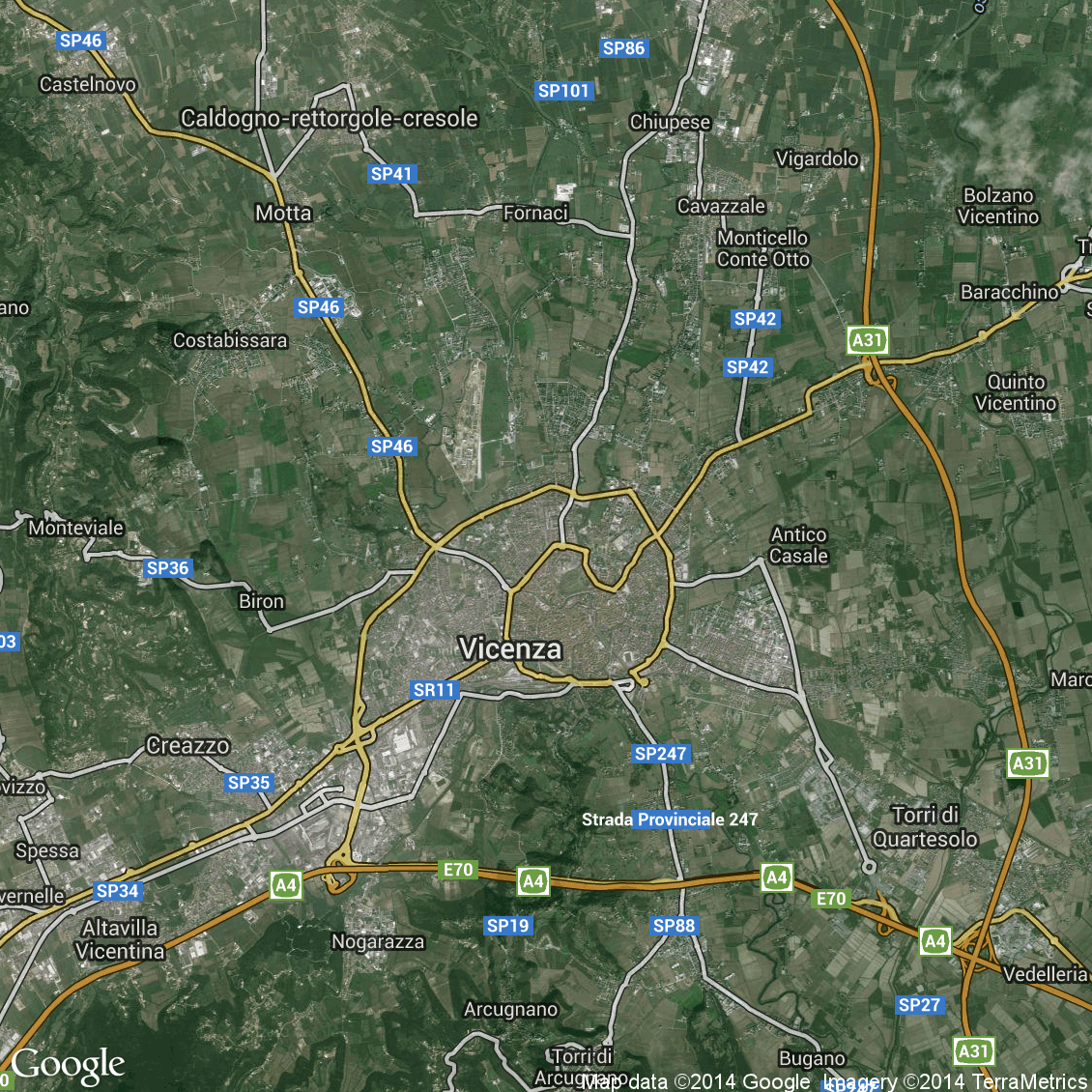 Foto aerea del Vicenza vista hybrid