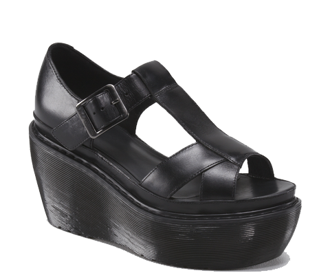 Sandalo zeppa nera con incrocio sulla punta del piede, tallone e chiusura con fibbia alla caviglia