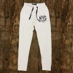 Pantalone tuta bianco con logo nero Nyc industry