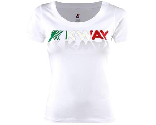 T-Shirt a maniche corte in cotone elastricizzato con logo frontale realizzato in diverse fantasie