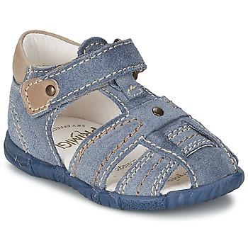  Sandalo in cuoio blu con stringhe in cuoio e suola esterna sintetica e resistente