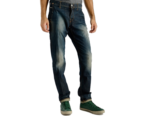 Jeans uomo in cotone elasticizzato tinta unita blu