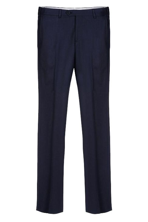 Pantalone classico da uomo, misto lana in tinta unita blu scuro